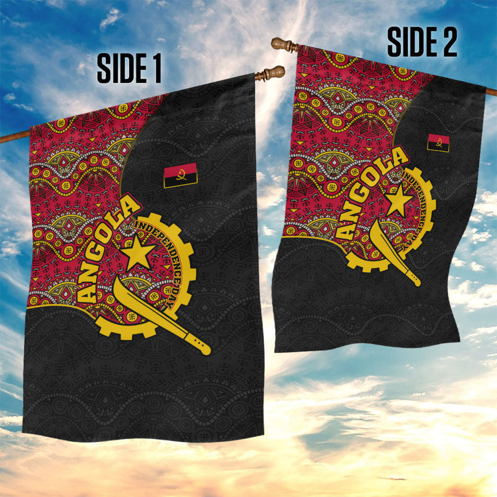 Angola Independence Day Garden Flag Black Red Flag Coat Of Arms Tribal Geometric