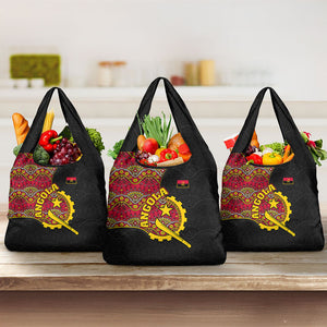 Angola Independence Day Grocery Bag Black Red Flag Coat Of Arms Tribal Geometric
