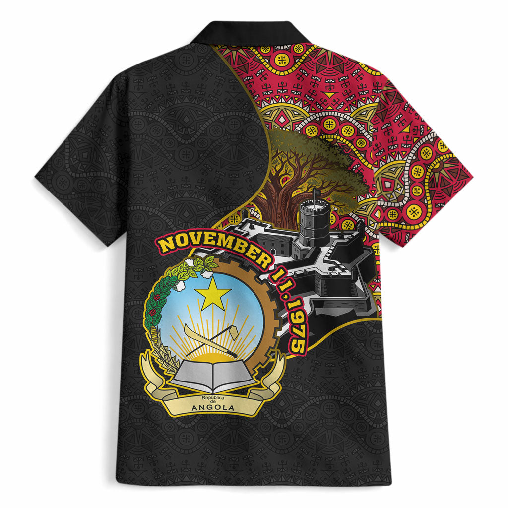Angola Independence Day Hawaiian Shirt Black Red Flag Coat Of Arms Tribal Geometric