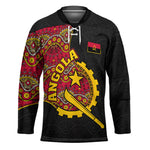 Angola Independence Day Hockey Jersey Black Red Flag Coat Of Arms Tribal Geometric