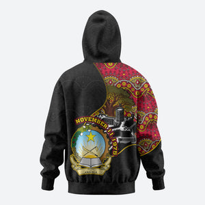 Angola Independence Day Hoodie Black Red Flag Coat Of Arms Tribal Geometric