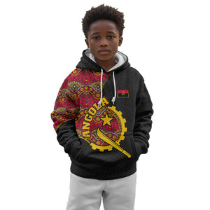Angola Independence Day Kid Hoodie Black Red Flag Coat Of Arms Tribal Geometric