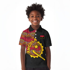 Angola Independence Day Kid Polo Shirt Black Red Flag Coat Of Arms Tribal Geometric
