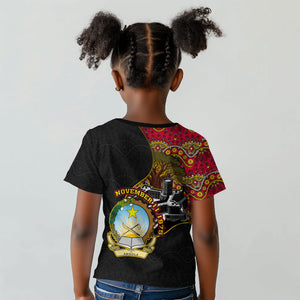 Angola Independence Day Kid T shirt Black Red Flag Coat Of Arms Tribal Geometric