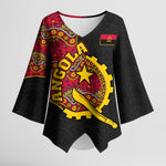 Angola Independence Day Kimono Sleeve Blouse Black Red Flag Coat Of Arms Tribal Geometric