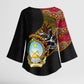 Angola Independence Day Kimono Sleeve Blouse Black Red Flag Coat Of Arms Tribal Geometric