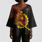 Angola Independence Day Kimono Sleeve Blouse Black Red Flag Coat Of Arms Tribal Geometric