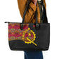 Angola Independence Day Leather Tote Bag Black Red Flag Coat Of Arms Tribal Geometric