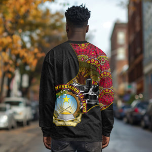 Angola Independence Day Long Sleeve Shirt Black Red Flag Coat Of Arms Tribal Geometric