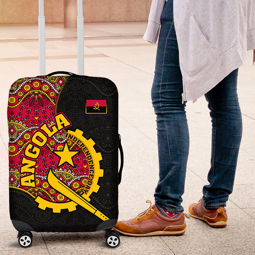 Angola Independence Day Luggage Cover Black Red Flag Coat Of Arms Tribal Geometric