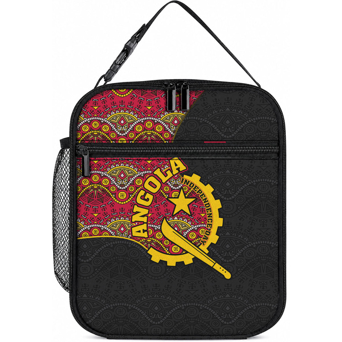 Angola Independence Day Lunch Bag Black Red Flag Coat Of Arms Tribal Geometric