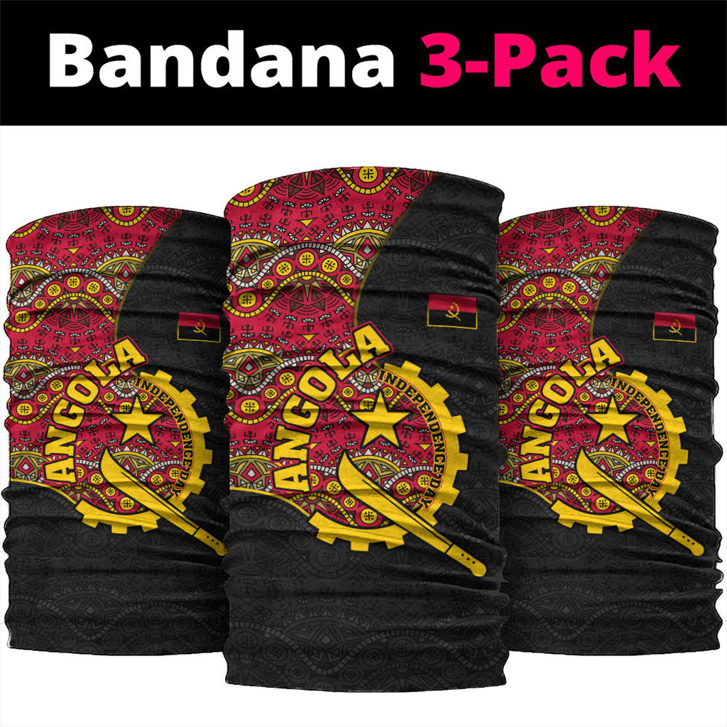 Angola Independence Day Neck Gaiter Black Red Flag Coat Of Arms Tribal Geometric