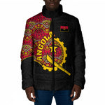 Angola Independence Day Padded Jacket Black Red Flag Coat Of Arms Tribal Geometric