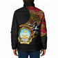 Angola Independence Day Padded Jacket Black Red Flag Coat Of Arms Tribal Geometric