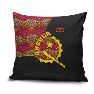 Angola Independence Day Pillow Cover Black Red Flag Coat Of Arms Tribal Geometric