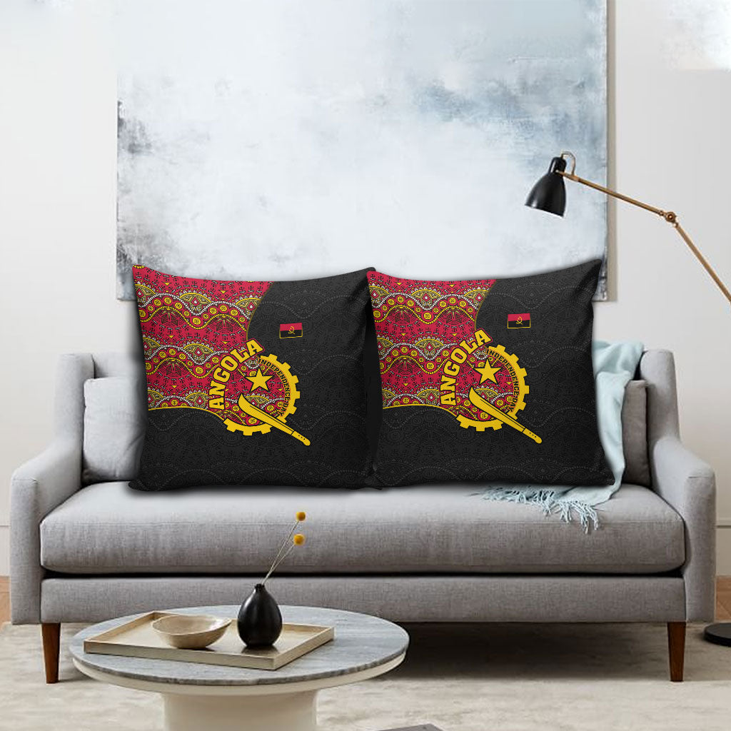 Angola Independence Day Pillow Cover Black Red Flag Coat Of Arms Tribal Geometric