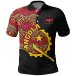 Angola Independence Day Polo Shirt Black Red Flag Coat Of Arms Tribal Geometric