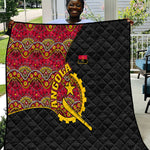 Angola Independence Day Quilt Black Red Flag Coat Of Arms Tribal Geometric