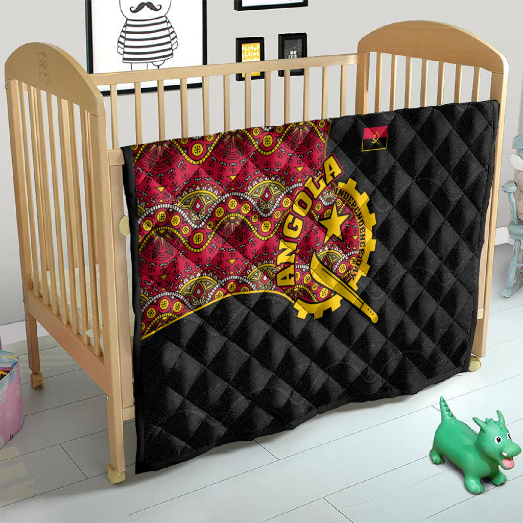 Angola Independence Day Quilt Black Red Flag Coat Of Arms Tribal Geometric