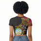 Angola Independence Day Raglan Cropped T shirt Black Red Flag Coat Of Arms Tribal Geometric