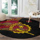 Angola Independence Day Round Carpet Black Red Flag Coat Of Arms Tribal Geometric