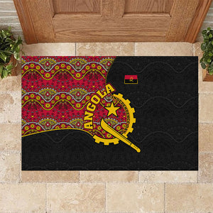 Angola Independence Day Rubber Doormat Black Red Flag Coat Of Arms Tribal Geometric