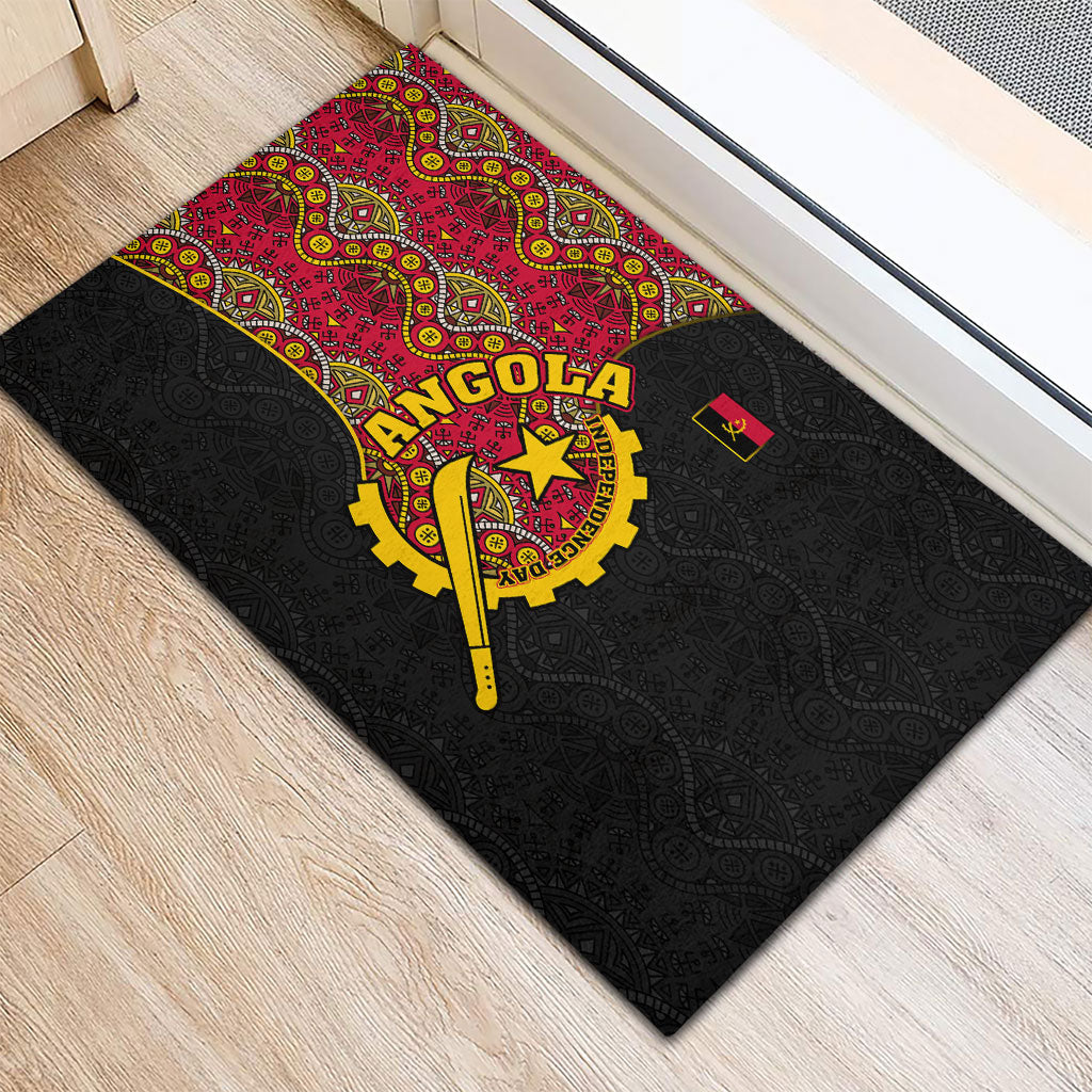 Angola Independence Day Rubber Doormat Black Red Flag Coat Of Arms Tribal Geometric