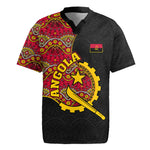 Angola Independence Day Rugby Jersey Black Red Flag Coat Of Arms Tribal Geometric