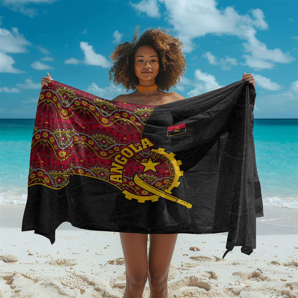 Angola Independence Day Sarong Black Red Flag Coat Of Arms Tribal Geometric