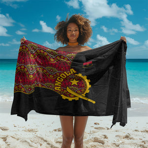 Angola Independence Day Sarong Black Red Flag Coat Of Arms Tribal Geometric