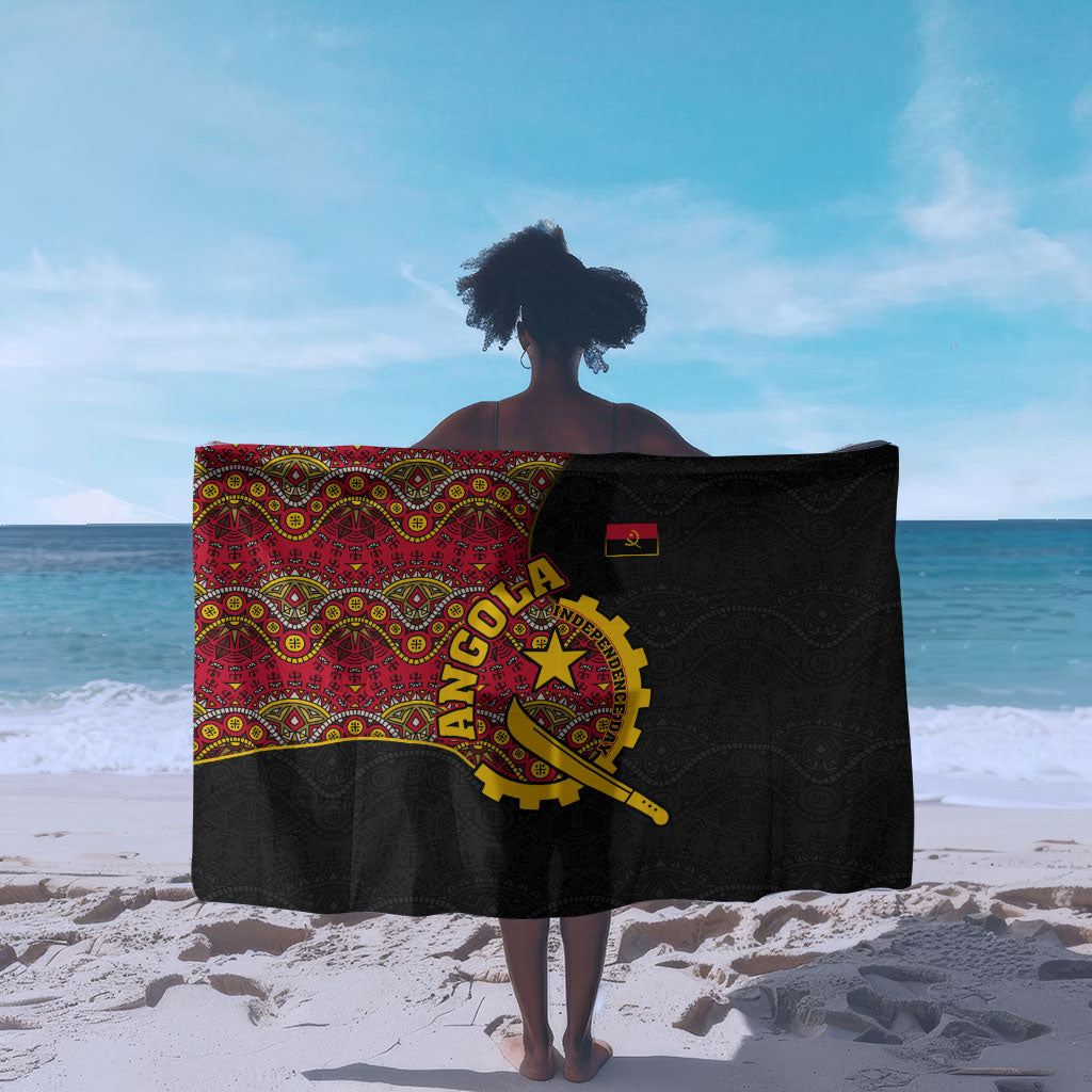 Angola Independence Day Sarong Black Red Flag Coat Of Arms Tribal Geometric
