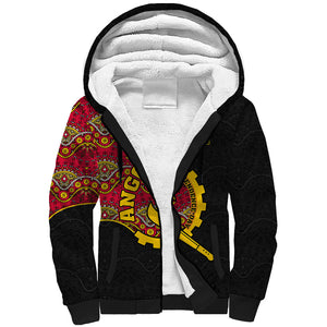Angola Independence Day Sherpa Hoodie Black Red Flag Coat Of Arms Tribal Geometric