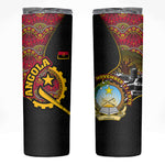Angola Independence Day Skinny Tumbler Black Red Flag Coat Of Arms Tribal Geometric