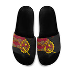 Angola Independence Day Slide Sandals Black Red Flag Coat Of Arms Tribal Geometric