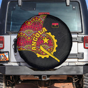 Angola Independence Day Spare Tire Cover Black Red Flag Coat Of Arms Tribal Geometric