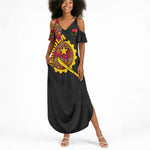 Angola Independence Day Summer Maxi Dress Black Red Flag Coat Of Arms Tribal Geometric