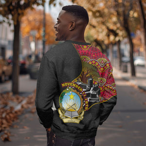 Angola Independence Day Sweatshirt Black Red Flag Coat Of Arms Tribal Geometric