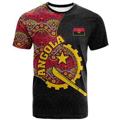 Angola Independence Day T shirt Black Red Flag Coat Of Arms Tribal Geometric