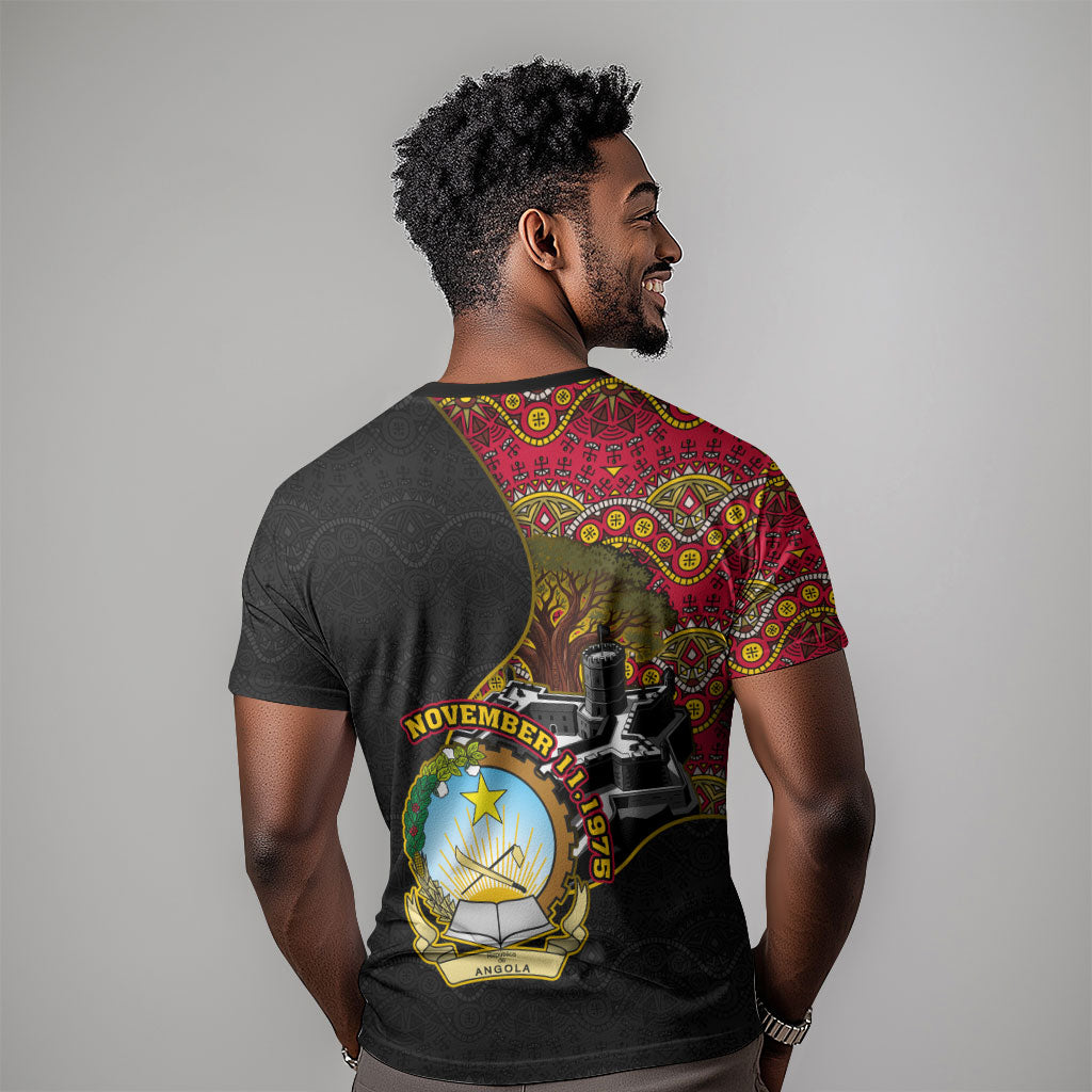Angola Independence Day T shirt Black Red Flag Coat Of Arms Tribal Geometric