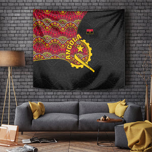 Angola Independence Day Tapestry Black Red Flag Coat Of Arms Tribal Geometric