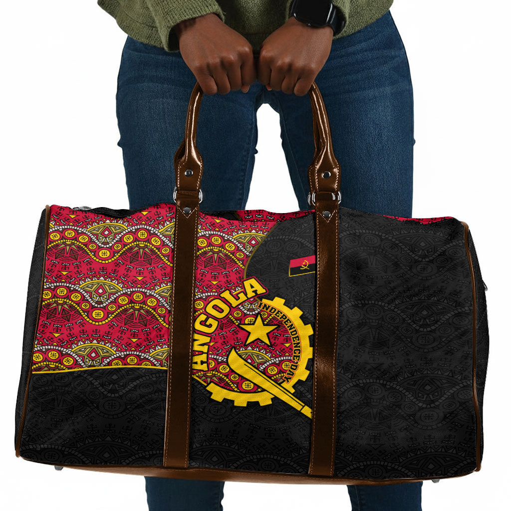 Angola Independence Day Travel Bag Black Red Flag Coat Of Arms Tribal Geometric