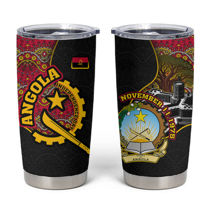 Angola Independence Day Tumbler Cup Black Red Flag Coat Of Arms Tribal Geometric