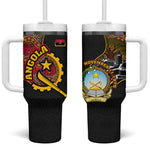 Angola Independence Day Tumbler With Handle Black Red Flag Coat Of Arms Tribal Geometric