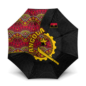 Angola Independence Day Umbrella Black Red Flag Coat Of Arms Tribal Geometric