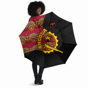 Angola Independence Day Umbrella Black Red Flag Coat Of Arms Tribal Geometric