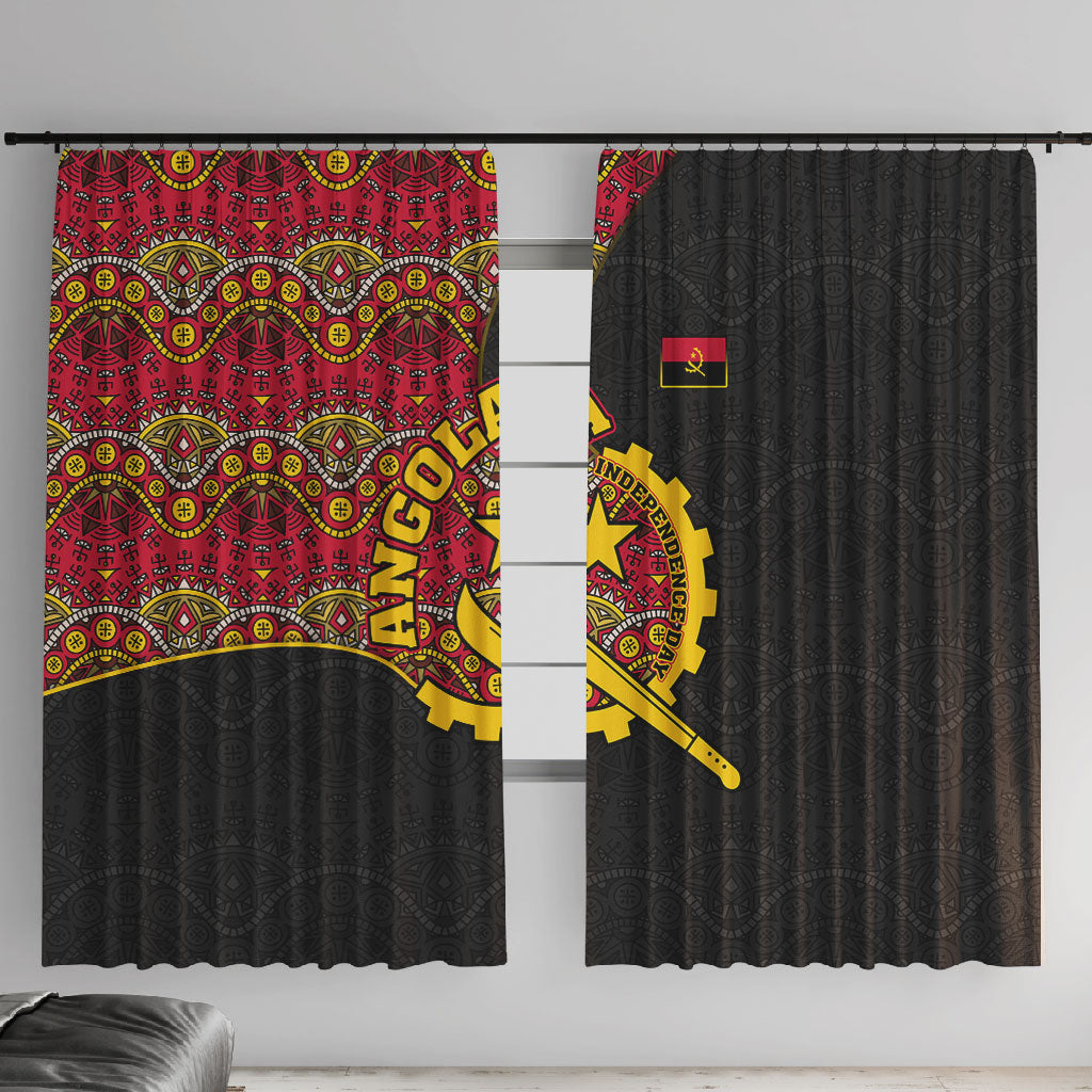 Angola Independence Day Window Curtain Black Red Flag Coat Of Arms Tribal Geometric