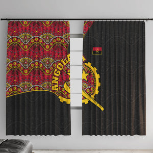 Angola Independence Day Window Curtain Black Red Flag Coat Of Arms Tribal Geometric