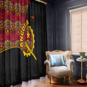 Angola Independence Day Window Curtain Black Red Flag Coat Of Arms Tribal Geometric