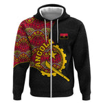 Angola Independence Day Zip Hoodie Black Red Flag Coat Of Arms Tribal Geometric