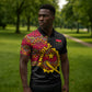 Angola Independence Day Zipper Polo Shirt Black Red Flag Coat Of Arms Tribal Geometric